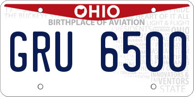 OH license plate GRU6500