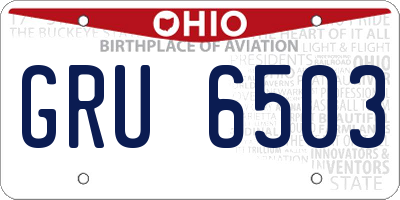 OH license plate GRU6503