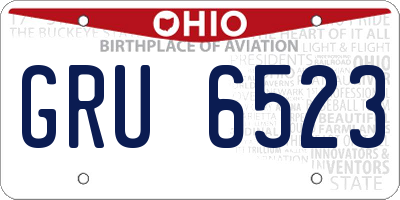 OH license plate GRU6523