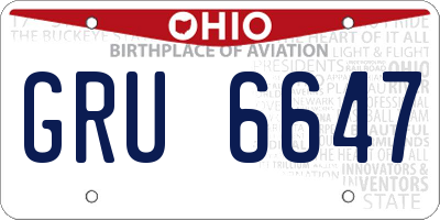 OH license plate GRU6647