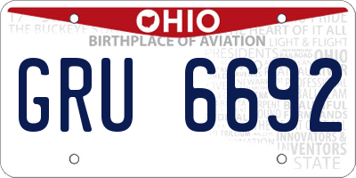 OH license plate GRU6692