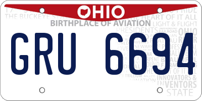 OH license plate GRU6694