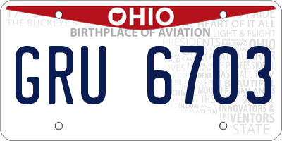 OH license plate GRU6703