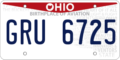 OH license plate GRU6725