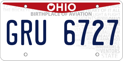 OH license plate GRU6727