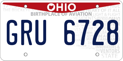 OH license plate GRU6728