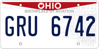 OH license plate GRU6742