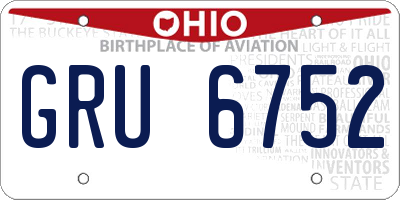 OH license plate GRU6752