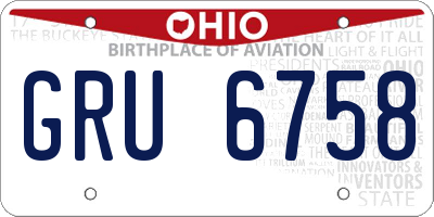OH license plate GRU6758