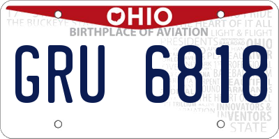 OH license plate GRU6818