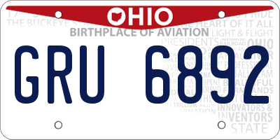 OH license plate GRU6892