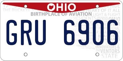 OH license plate GRU6906