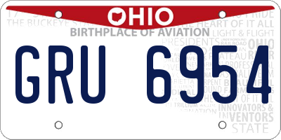 OH license plate GRU6954