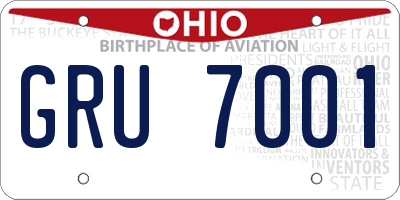 OH license plate GRU7001