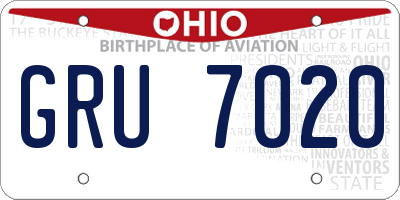 OH license plate GRU7020