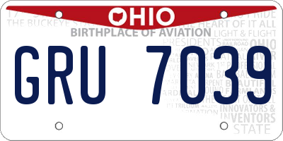 OH license plate GRU7039