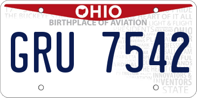OH license plate GRU7542