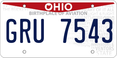 OH license plate GRU7543