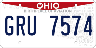 OH license plate GRU7574