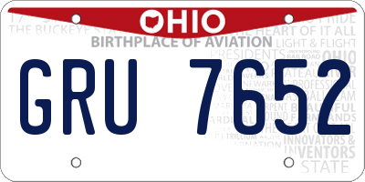 OH license plate GRU7652