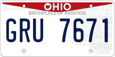 OH license plate GRU7671