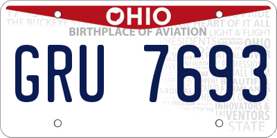 OH license plate GRU7693