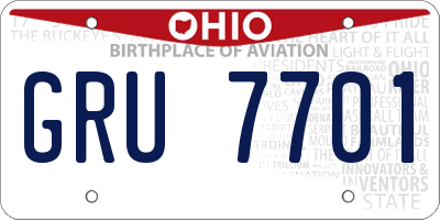 OH license plate GRU7701