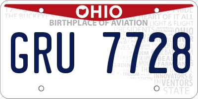 OH license plate GRU7728