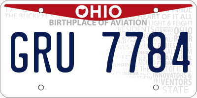 OH license plate GRU7784