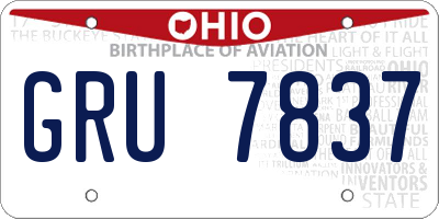 OH license plate GRU7837