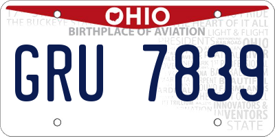 OH license plate GRU7839