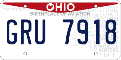 OH license plate GRU7918
