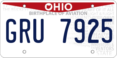 OH license plate GRU7925