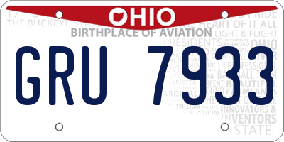 OH license plate GRU7933