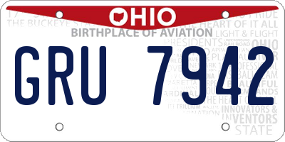 OH license plate GRU7942