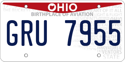 OH license plate GRU7955