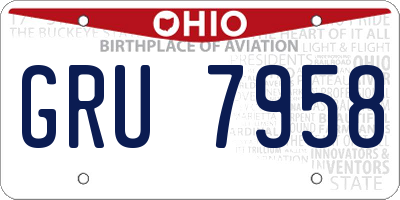 OH license plate GRU7958
