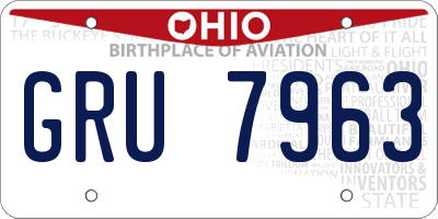 OH license plate GRU7963