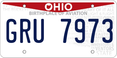 OH license plate GRU7973