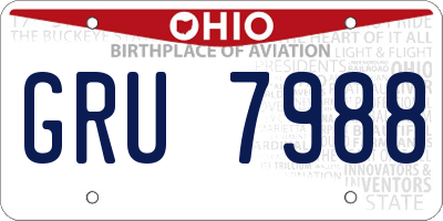 OH license plate GRU7988