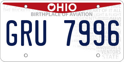 OH license plate GRU7996