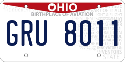 OH license plate GRU8011