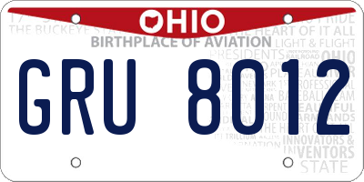 OH license plate GRU8012