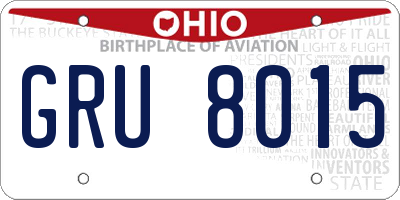 OH license plate GRU8015