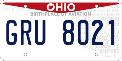 OH license plate GRU8021