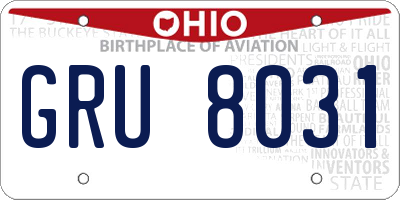 OH license plate GRU8031