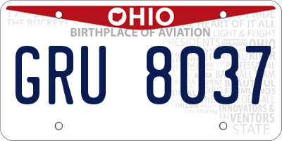 OH license plate GRU8037