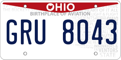 OH license plate GRU8043