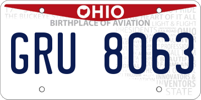 OH license plate GRU8063
