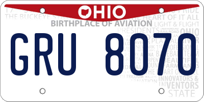 OH license plate GRU8070